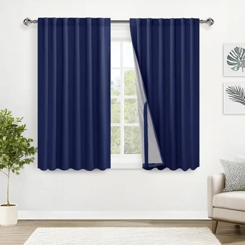 Miniatura 12 de XWZO Cortinas blancas 100% opacas con alzapaños, 2 capas gruesas completamente sombreadas con bolsillo para barra y pestaña trasera, cortinas