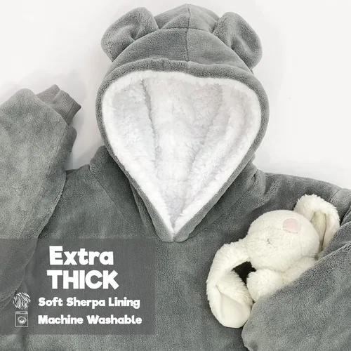 Miniatura 3 de Manta para niños de 3 a 10 años, divertida manta con capucha para niños, sudadera con capucha, sudadera cómoda de gran tamaño para niños, niñas