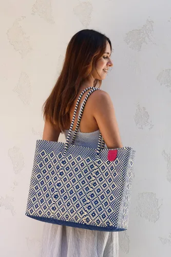Miniatura 6 de Mixte Tejido Super Bolso de Mano, Bolso de Plástico Reciclado Tejido a Mano, Bolso Tejido Mexicano, Bolso de Playa, Bolso de Verano, Bolso de Playa