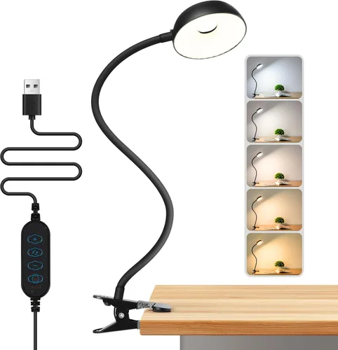 LiFMIRA Luz de lectura para cabeceros de cama, luz LED con clip, luz de lectura con abrazadera, lámpara de escritorio amigable con los ojos, 3 modos