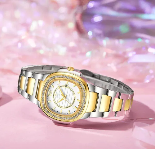 Miniatura 3 de Relojes de mujer Moda Cuadrado Dial Acero Inoxidable Impermeable Fecha Diamante Damas Vestido Relojes de Pulsera