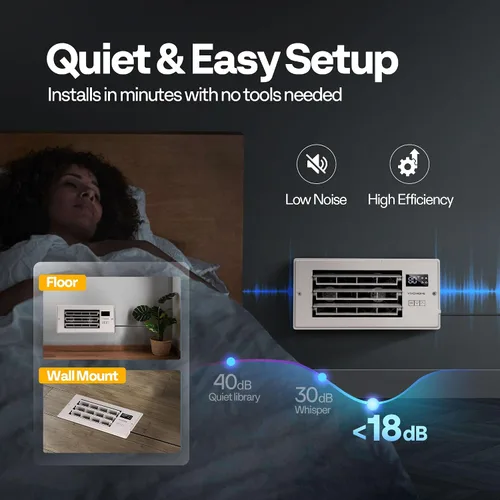 Miniatura 8 de VIVOHOME Ventilador elevador de registro de apertura de 4 x 10 pulgadas con rejilla ajustable de dirección del viento, termostato inteligente