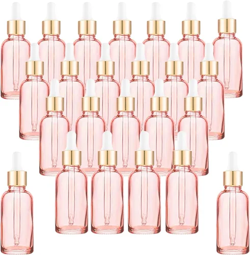 Miniatura 30 de Paquete de 48 Botellas Cuentagotas de Vidrio Transparente de 1 oz, Botellas Cuentagotas con Cuentagotas de Vidrio para Aceites Esenciales, Perfumes
