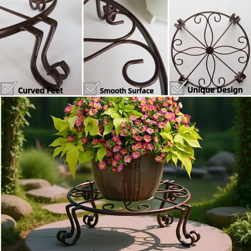 Miniatura 6 de Paquete de 2 soportes para plantas de 12 pulgadas, soportes metálicos resistentes a la corrosión para uso en interiores y exteriores, soportes