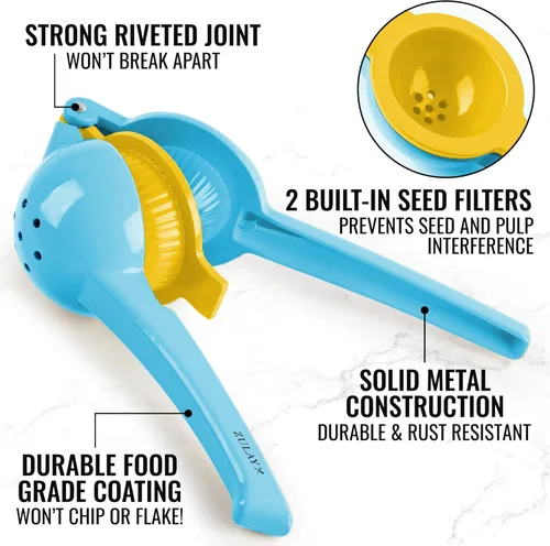 Miniatura 6 de Zulay Metal 2 en 1 Exprimidor de limón manual – Exprimidor de mano resistente y de extracción máxima que obtiene hasta la última gota – Exprimidor
