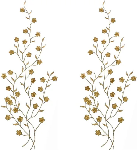 Miniatura 8 de 2 piezas bordadas de flores de ciruelo para coser/planchar en parches decorativos florales para coser cuello busto vestido bolsa, falda, mochilas