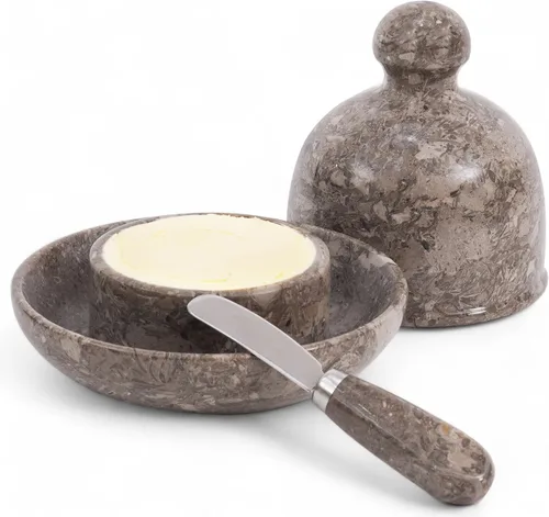 Miniatura 9 de Radicaln Mantequillera de Mármol con Tapa de 6 Pulgadas Blanca Hecha a Mano Contenedor de Almacenamiento de Mantequilla Mantequillera Ideal Blanco