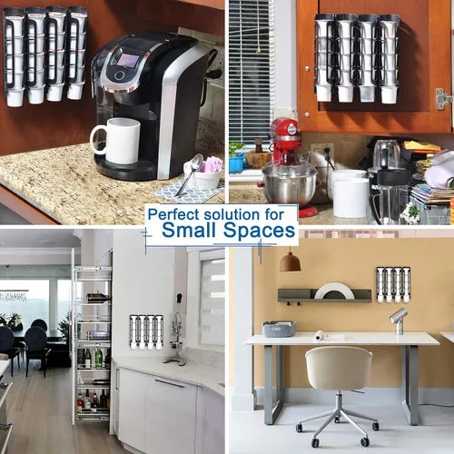 Miniatura 7 de STORAGENIE Soporte para cápsulas de café Keurig, montaje en pared lateral, almacenamiento de tazas K, perfecto para mostradores pequeños