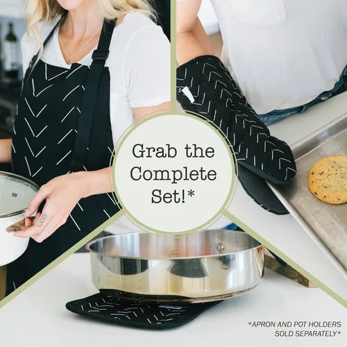 Miniatura 7 de Guantes de cocina resistentes al calor con agarres antideslizantes de neopreno y bucles para colgar, juego de 2 guantes de cocina de manga larga