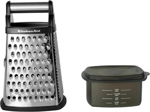 Miniatura 2 de KitchenAid Gourmet - Rallador de caja de acero inoxidable de 4 lados con contenedor de almacenamiento desmontable, 10 pulgadas de alto, negro