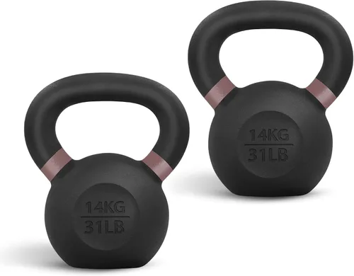 Miniatura 9 de Yes4All Powder Coated Kettlebell, Cast Iron Core Kettlebells with Non-Slip Handle & Flat Bottom for Conditioning, Heavy Duty for Strength Training