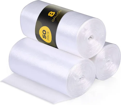 Miniatura 7 de Bolsas de basura de 8 galones – 75 bolsas de basura pequeñas a medianas Bolsas de basura transparentes de 24 x 24 pulgadas Bolsas de basura