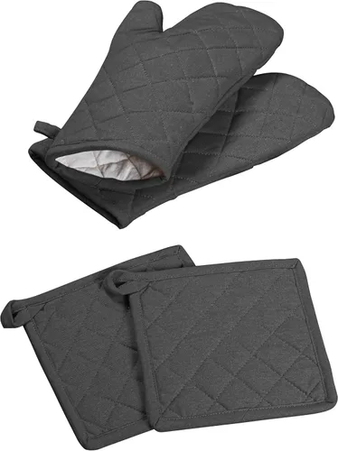 Miniatura 22 de Oven Mitt (7"x13") & Pot Holder (8"x8") 100% Cotton Set of Heat Resistant Oven Gloves & Hot Pads for Gifts, BBQ, Cooking, Baking, Thanksgiving