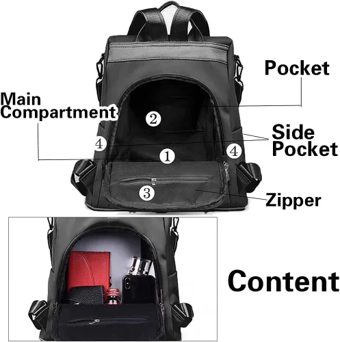Miniatura 23 de Mochila para mujer, impermeable, antirrobo, bolsa de viaje, estiloA , L, Mochila