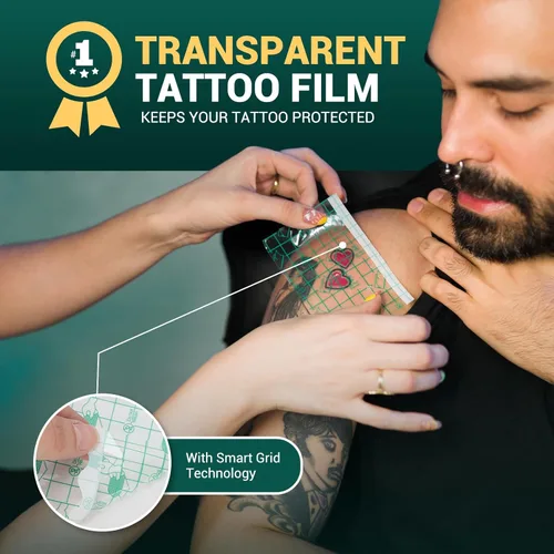 Miniatura 3 de MED PRIDE Película de protección de tatuaje transpirable, envoltura impermeable para tatuajes de 10.2 pulgadas x 2 yardas, adhesivo fuerte, cinta