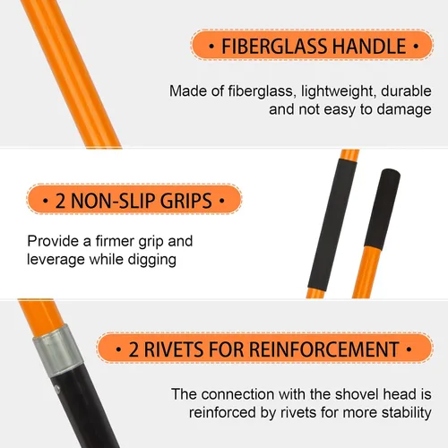 Miniatura 4 de Pala para excavar Pala de metal resistente con mango de fibra de vidrio, 56 pulgadas