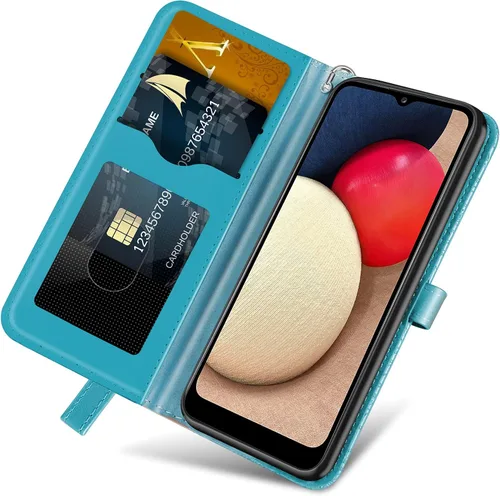 Miniatura 3 de Samsung Galaxy A03s - Funda tipo cartera con tarjetero y ranura a prueba de golpes, de piel sintética, con función atril y protección magnética