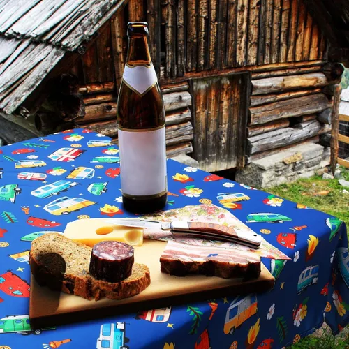 Miniatura 6 de Tudomro Mantel de camping con fundas de banco de picnic, se adapta a mesas de picnic de 4 a 7 pies, mantel de poliéster lavable y reutilizable
