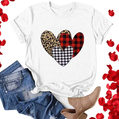 Miniatura 2 de Football Shirt Women Printing Sleeves Women Tops T-Shirt Loose Short O-Neck Blouse Casual Women's Blouse Solid