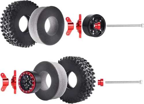 Miniatura 4 de HobbyPark Ruedas y neumáticos Beadlock de 1.9 pulgadas de altura de 4.72 pulgadas, 4.724 in, goma suave, buen agarre, herramienta de montaje