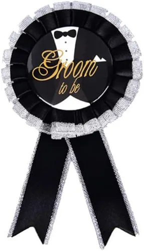 Miniatura 2 de Hongkai Kit de banda y pin de insignia, banda negra de la sación y el novio para ser premio, broche para fiesta, compromiso, celebración