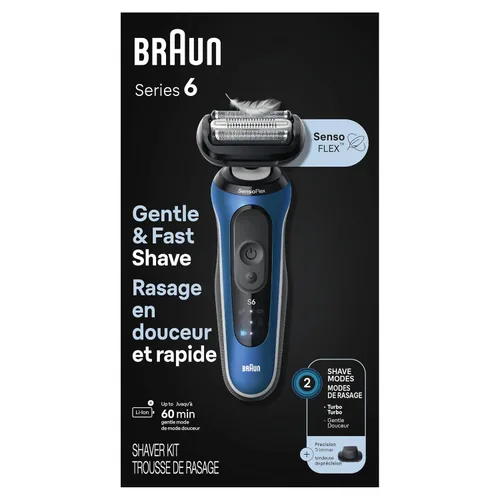 Miniatura 7 de Braun Maquinilla de afeitar eléctrica para hombre, serie 6 6120s, afeitado en húmedo y seco, modos de afeitado turbo y suave, con recortador