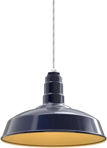 Miniatura 46 de Steel Lighting Co. Carson Barn Light Colgante montado en el techo Cúpula de 16 pulgadas Cable negro Luz de acero de estilo industrial