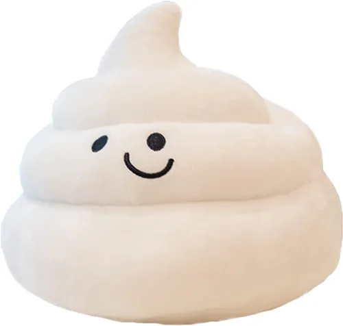 Encantadora caca de simulación de peluche, regalos de parodia, almohada decorativa divertida 3D (10 pulgadas, blanco)
