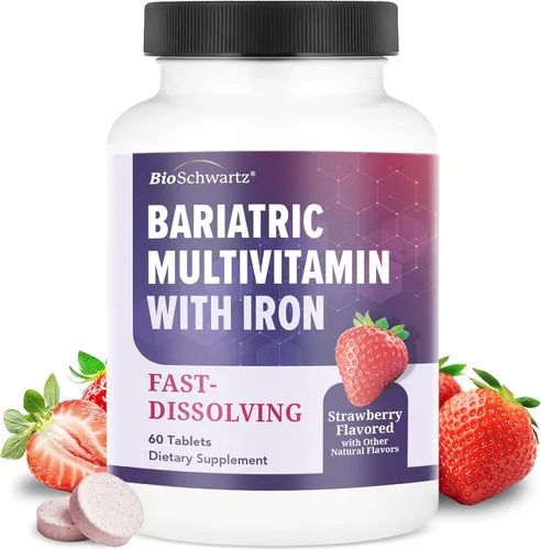 BioSchwartz Multivitamínico bariátrico con hierro, 60 tabletas masticables, suministro para 30 días, probado por terceros, multivitamínico