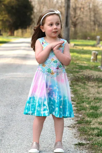 Miniatura 3 de Funnycokid Vestido de sirena para niñas y niños, vestido de verano sin mangas, traje de cumpleaños, ropa de fiesta de 4 a 13 años