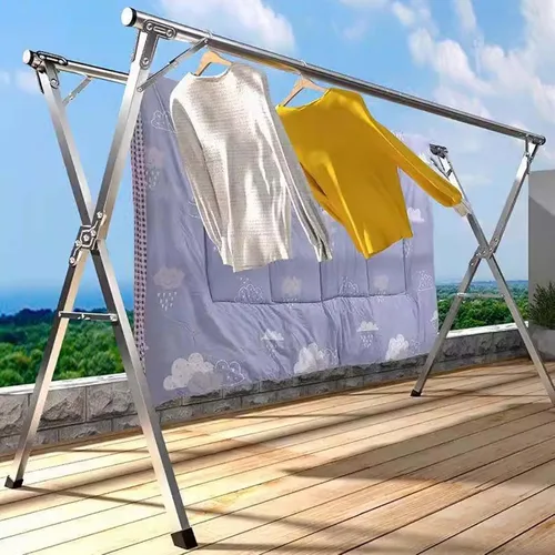 Miniatura 4 de HUHJYUGE Estante de secado de ropa de acero inoxidable, Estante de secado portátil, Perchero portátil plegable, Longitud ajustable ahorra espacio