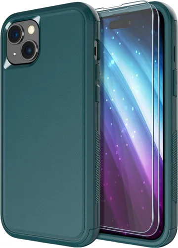 Miniatura 20 de Diverbox Funda para iPhone 15 Plus [a prueba de golpes] [a prueba de caídas] [protector de pantalla de vidrio templado], funda de protección