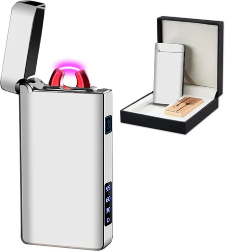 Miniatura 14 de SKRFIRE Encendedor USB resistente al viento – Arco eléctrico de alta potencia, encendedor de plasma recargable con linterna multimodo y pantalla