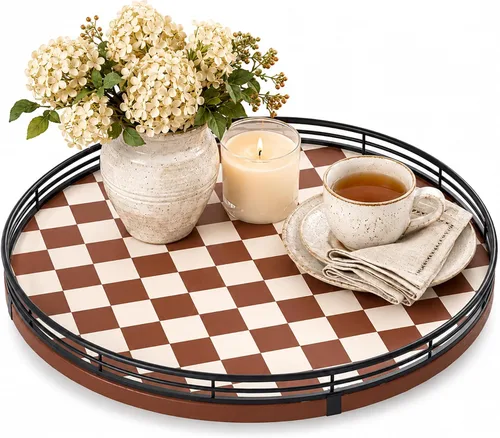 Miniatura 59 de Marble Lazy Susan - Tocadiscos para mesa, bandeja redonda de mármol de grano de madera antigua de 10 pulgadas para mesa de comedor, encimera de Negro