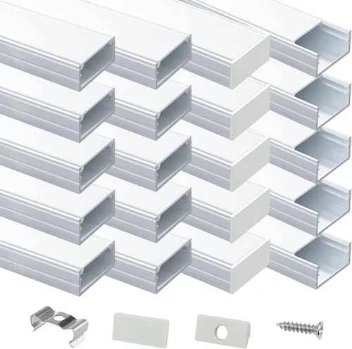 Miniatura 10 de Muzata Paquete de 20 canales LED de aluminio negro con cubierta blanca lechosa U102 BW 1M