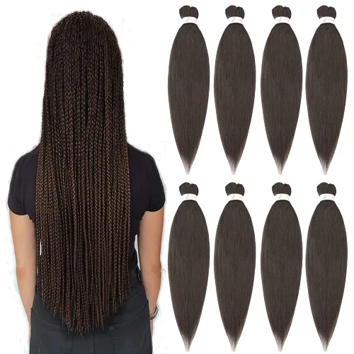Miniatura 29 de Cabello trenzado preestirado negro natural, cabello largo trenzado de 32 pulgadas, 8 paquetes de extensiones de cabello trenzado profesional