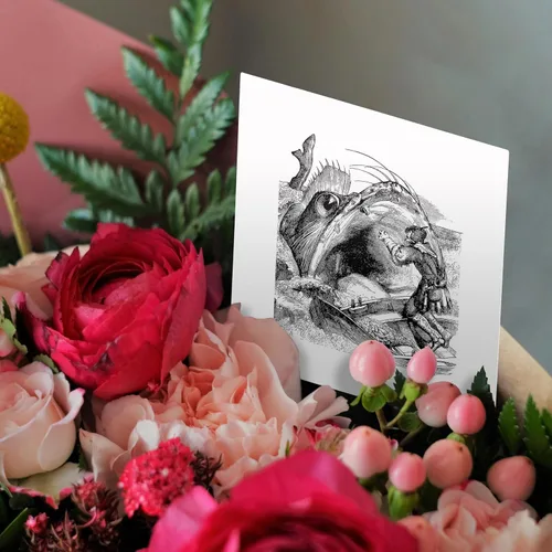 Miniatura 3 de 3dRose Tarjeta de felicitación - Baleine Un gran diccionario de criatura marina infernal Cut Out - Ilustración clásica - Criatura demoníaca