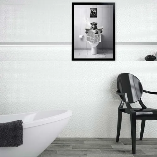 Miniatura 6 de Foduuo Divertido arte de pared para decoración de baño, impresión artística en lienzo en blanco y negro, enmarcadas en negro, divertidas impresiones