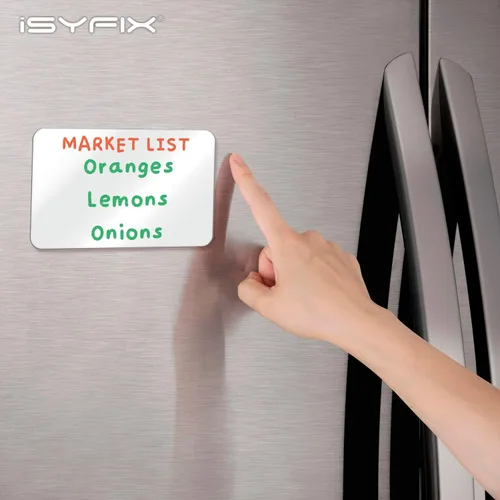 Miniatura 5 de iSYFIX Notas magnéticas de pizarra blanca de borrado en seco, 5.5 x 3.5 pulgadas, paquete de 6, rectangular, pizarra blanca magnética decorativa