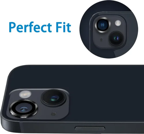 Miniatura 6 de Protector de lente de cámara compatible con iPhone 15 y 15 Plus, cubierta antiarañazos, protector de lente de vidrio templado 9H, protector de Negro