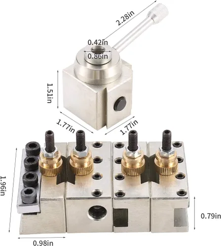 Miniatura 4 de Soporte de torno de cambio rápido, poste de herramienta de acero mini torno y soportes multifid portaherramientas