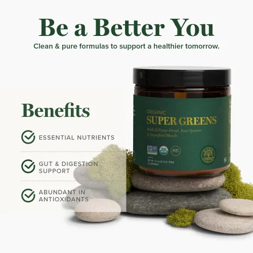Miniatura 4 de Global Healing Organic Super Greens Powder Blend - Mezcla de Polvo de Superalimentos Verdes Orgánicos con 15 Brotes Enteros Crudos - Deliciosa