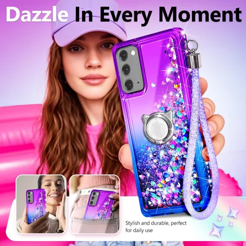 Miniatura 166 de NGB - Funda de teléfono diseñada para Samsung Galaxy S9+ Plus, morado/azul, con purpurina líquida para mujeres y niñas, con protector de pantalla