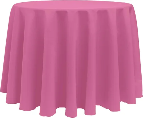 Miniatura 11 de ULTIMATE TEXTILE Mantel redondo de lino de poliéster de 120 pulgadas, color rosa neón
