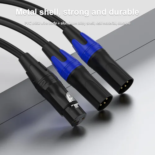 Miniatura 4 de Cable divisor XLR en Y, 2 hembra a 1 macho, cable de conexión XLR para micrófono equilibrado izquierdo y derecho, doble hembra a macho individual