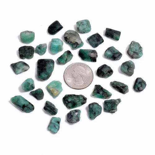Miniatura 2 de Lote de piedra esmeralda verde cruda de 100 quilates, piedras preciosas en bruto, cristales naturales, cristales de chakra, piedras curativas
