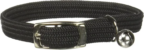 Miniatura 20 de Kool Kat Collar de seguridad elástico para gatos con campana, negro, 12 pulgadas