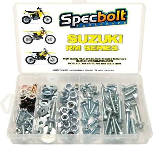 Specbolt Fasteners Kit de pernos para motocicleta Suzuki RM 2 tiempos MX Dirtbike RM60 RM65 RM80 RM80 RM85 RM100 RM125 RM250 60 65 80 85 100 125