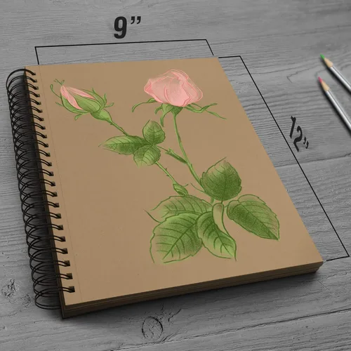 Miniatura 4 de 70 hojas de cuaderno de bocetos bronceado de alta calidad, 9 x 12 pulgadas, bloc de papel de dibujo encuadernado en espiral para bolígrafos de gel