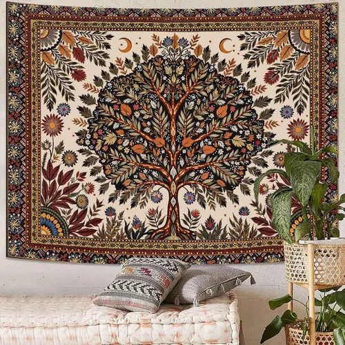 Miniatura 25 de Spenlife Tapiz del Árbol de la Vida en Blanco y Negro para Dormitorio, Tapices Espirituales Estéticos, Tapices de Árbol Estéticos, Tapiz Estético
